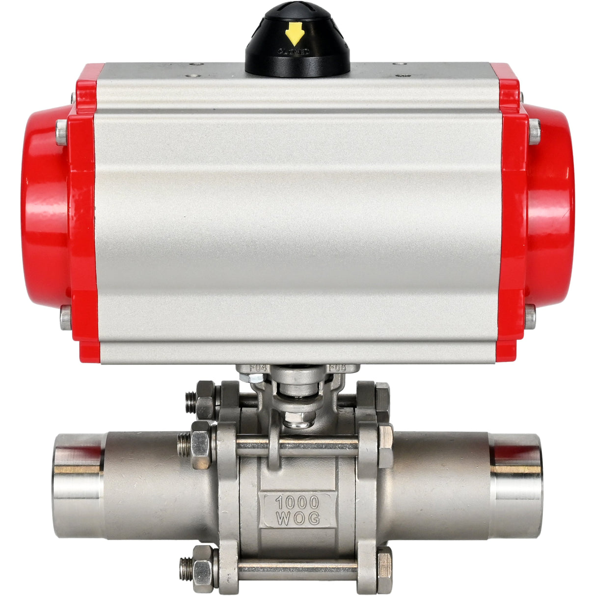 Ball valves Elephant BV3232P(3pc)-FP-W-ISO-H LONG DN10-150 full bore, body - stainless steel 316, welding, with pneumatic actuator Elephant PA-DA