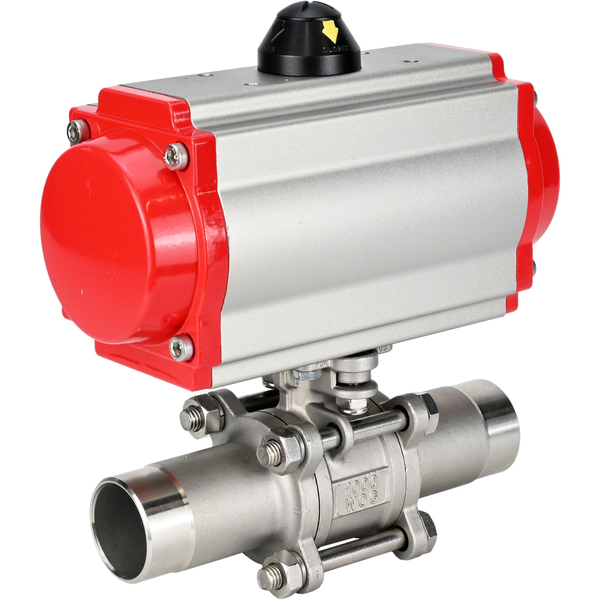 Ball valves Elephant BV3232P(3pc)-FP-W-ISO-H LONG DN10-150 full bore, body - stainless steel 316, welding, with pneumatic actuator Elephant PA-SA