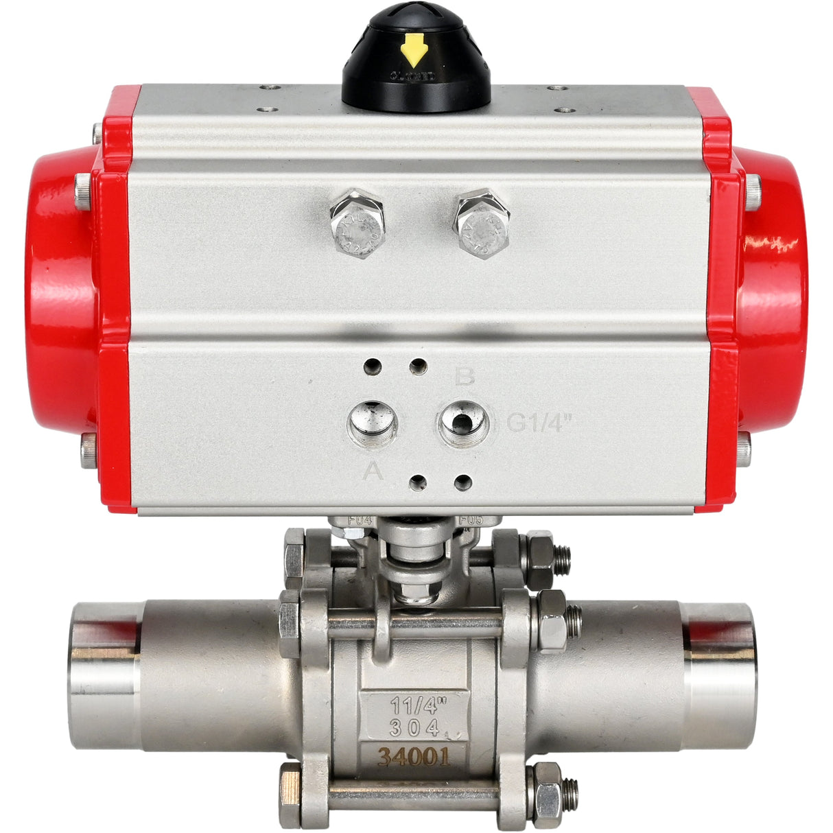 Ball valves Elephant BV3232P(3pc)-FP-W-ISO-H LONG DN10-150 full bore, body - stainless steel 316, welding, with pneumatic actuator Elephant PA-SA