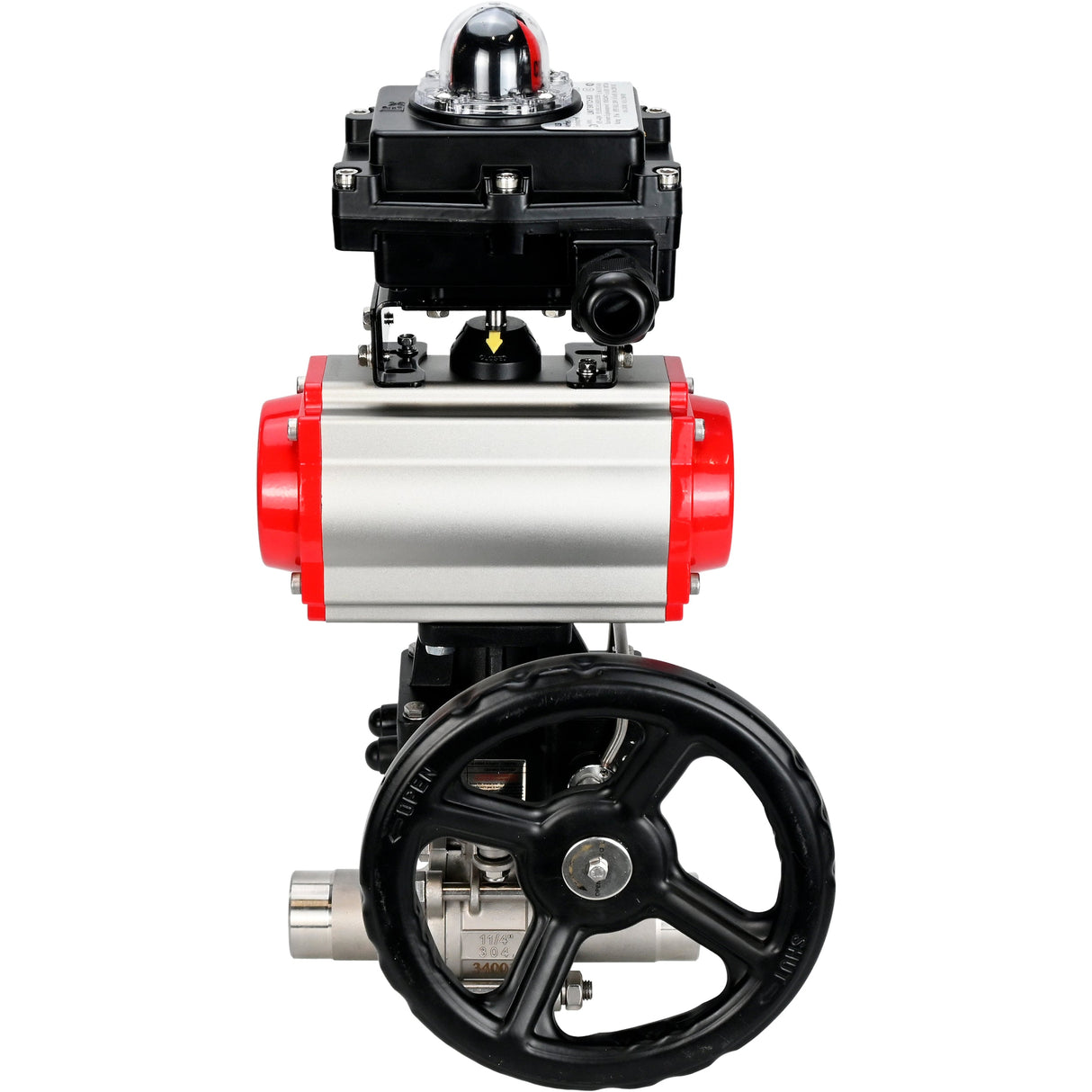 Ball valves Elephant BV3232P(3pc)-FP-W-ISO-H LONG DN50-150 full bore, body - stainless steel 316, welded, with Elephant PA-DA pneumatic actuator, Elephant MON gearbox and APL- limit switch block 410N EX