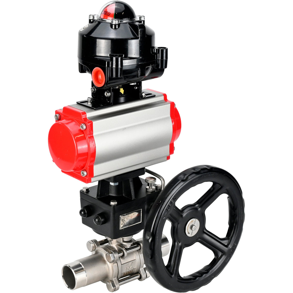 Ball valves Elephant BV3232P(3pc)-FP-W-ISO-H LONG DN50-150 full bore, body - stainless steel 316, welded, with Elephant PA-DA pneumatic actuator, Elephant MON gearbox and APL- limit switch block 510N EX