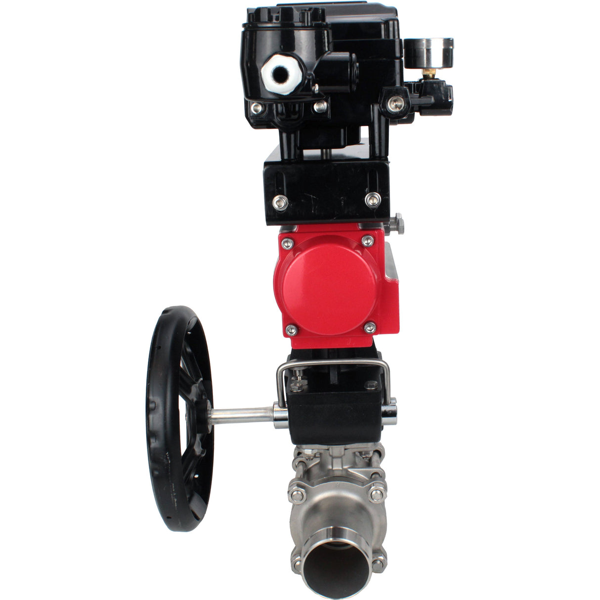 Ball valves Elephant BV3232P(3pc)-FP-W-ISO-H LONG DN50-150 full bore, body - stainless steel 316, welded, with Elephant PA-DA pneumatic actuator, Elephant MON reducer and YT-1000RSN pneumatic positioner