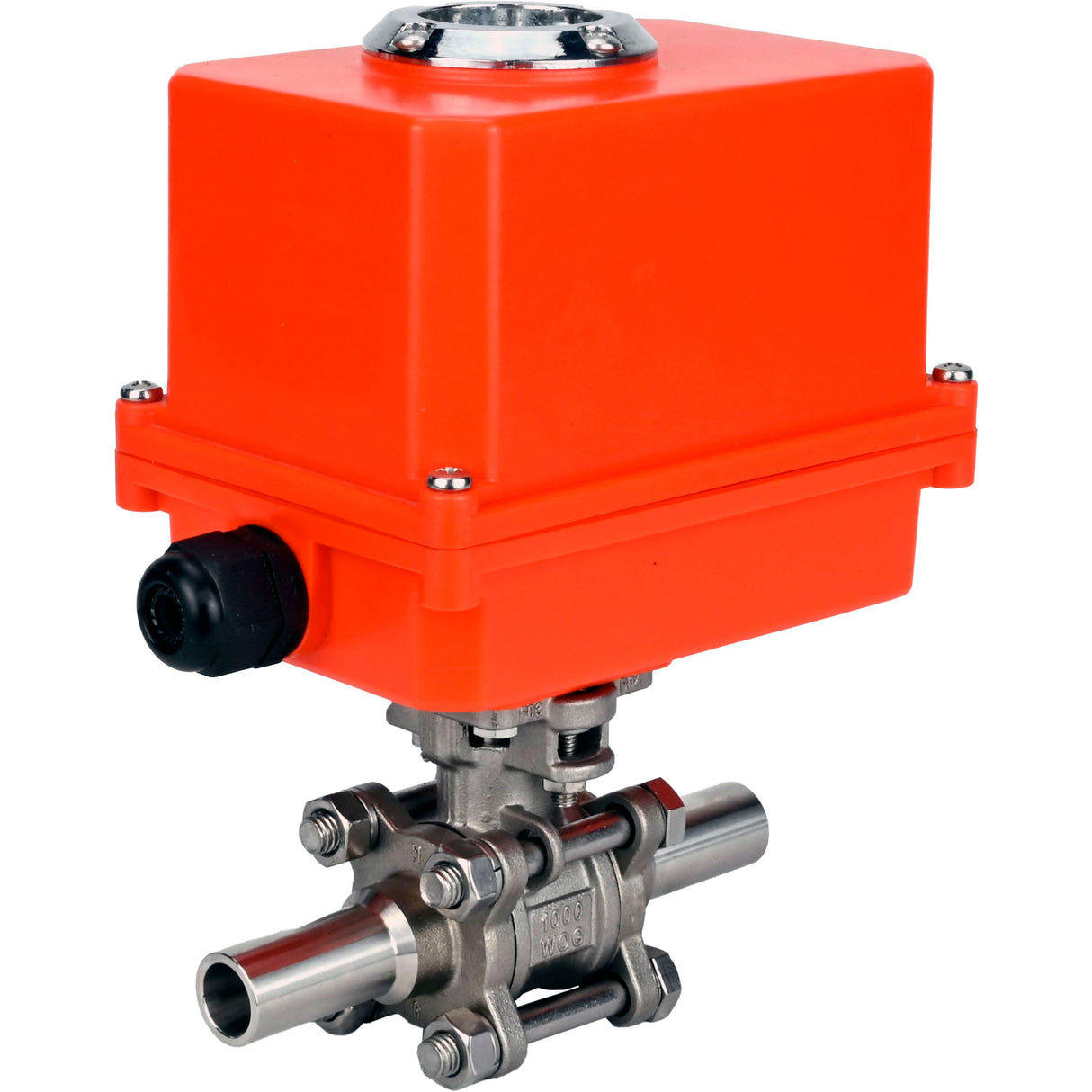 Vannes à boisseau sphérique Elephant BV3131P(3pc)-FP-W-ISO-H LONG à passage intégral, corps - acier inoxydable 304, soudé, avec entraînement électrique 1/4 de tour Elephant QT-N-EM-O1-220VAC-U1 MINI 220V