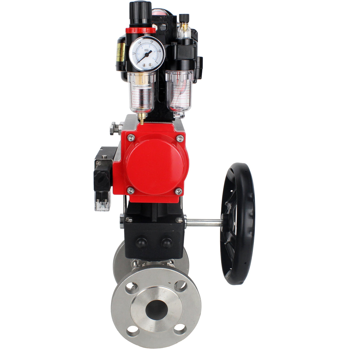 Ball valves Elephant BV3131P(3pc)-FP-F-ISO-H flanged, full bore, three-piece, body - stainless steel SS304, seal - PTFE, with pneumatic actuator PA-DA-052-130 pneumatic distributor 4M310 -08 24V gearbox MON ATU AFC2000 LSU APL-510N-
