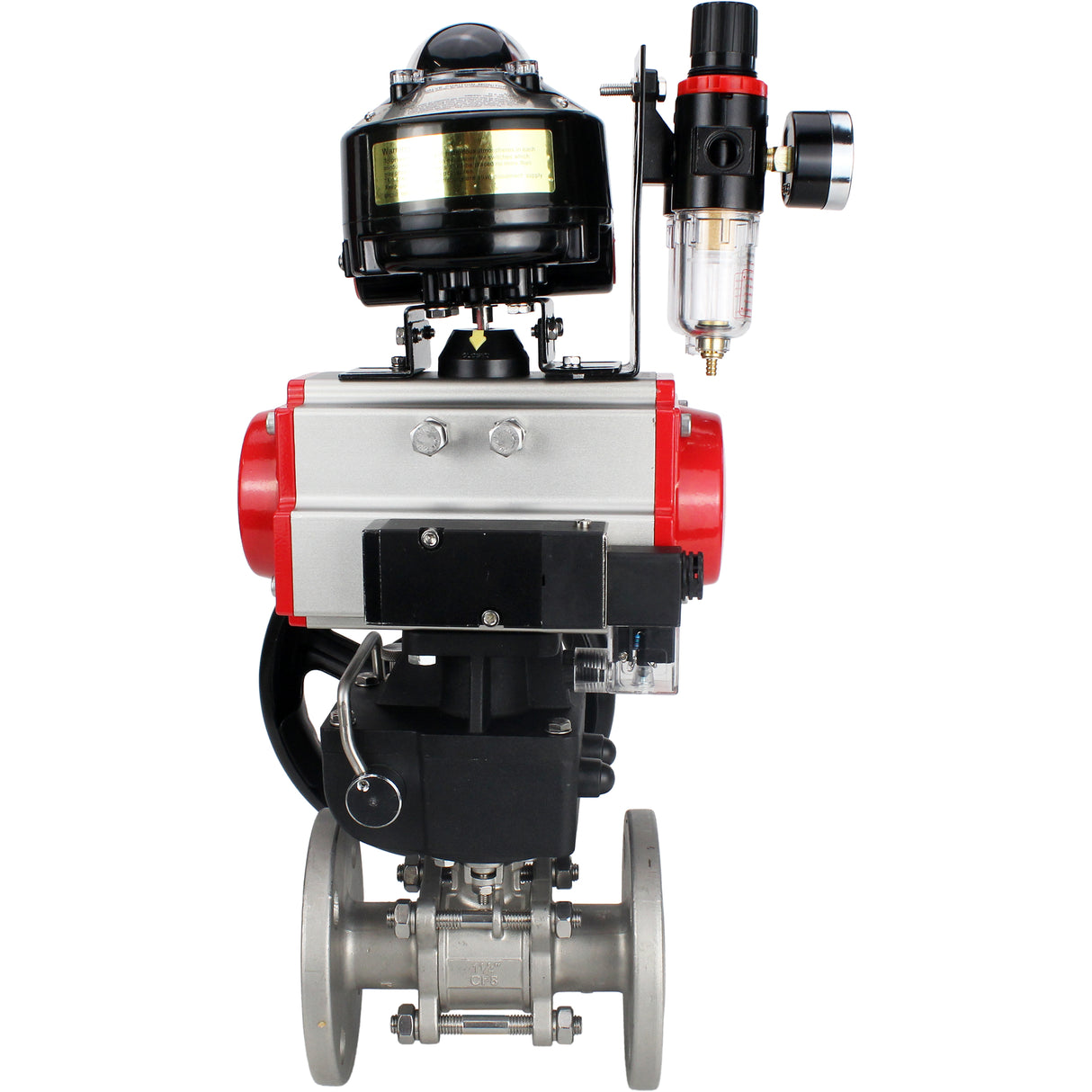 Ball valves Elephant BV3131P(3pc)-FP-F-ISO-H flanged, full bore, three-piece, body - stainless steel SS304, seal - PTFE, with pneumatic actuator PA-DA-052-130 pneumatic distributor 4M310 -08 220V gearbox MON ATU AFC2000 LSU APL-510N