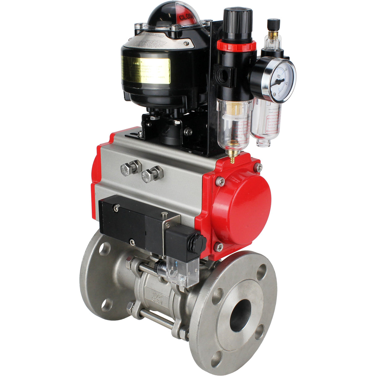 Ball valves Elephant BV3131P(3pc)-FP-F-ISO-H flanged, full bore, three-piece, stainless steel body. steel SS304, seal - PTFE, with pneumatic actuator Elephant PA-SA 065-160 pneumatic distributor 4M310-08 NAMUR 24V ATU AFC2000 APL-510N-EX
