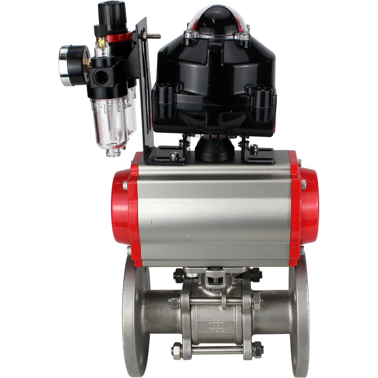 Ball valves Elephant BV3131P(3pc)-FP-F-ISO-H flanged, full bore, three-piece, stainless steel body. steel SS304, seal - PTFE, with pneumatic drive Elephant PA-DA 052-130 pneumatic distributor 4M310-08 NAMUR 220V ATU AFC2000 LSU APL-510N-EX