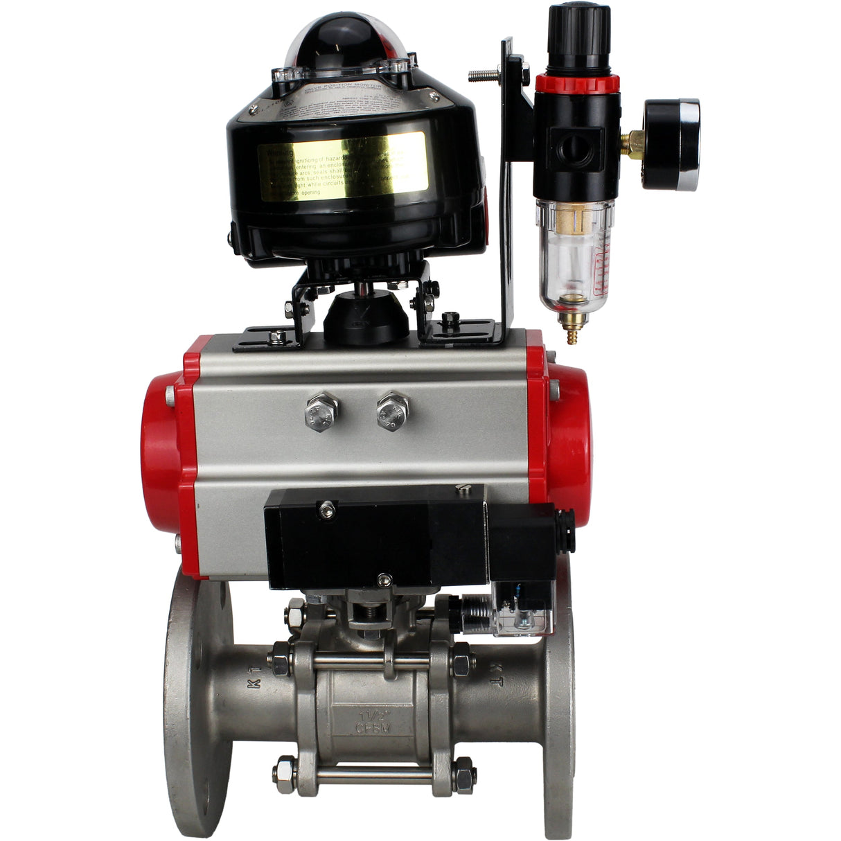 Ball valves Elephant BV3131P(3pc)-FP-F-ISO-H flanged, full bore, three-piece, stainless steel body. steel SS304, seal - PTFE, with pneumatic actuator Elephant PA-DA 052-130 pneumatic distributor 4M310-08 NAMUR 24V ATU AFC2000 LSU APL-510N-EX