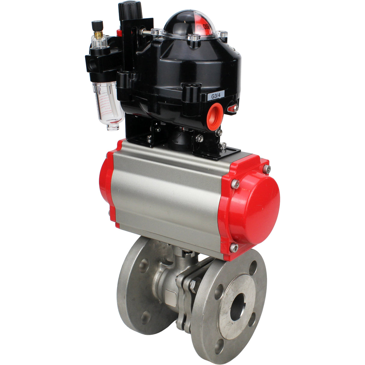 Ball valves Elephant BV3232P(2pc)-FP-F-ISO-H DN15-250 flanged, full bore, two-piece, stainless steel body. steel SS316, seal - PTFE, with pneumatic drive Elephant PA-DA 052-210 pneumatic distributor 4M310-08 NAMUR 24V ATU AFC2000 LSU APL-510N-EX