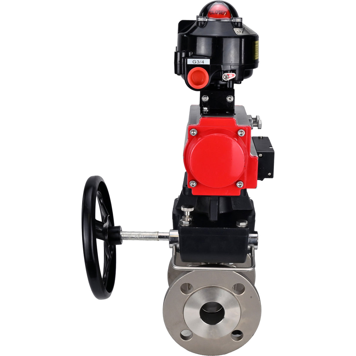 Ball valves Elephant BV3232P(2pc)-FP-F-ISO-H DN15-250 flanged, full bore, two-piece, stainless steel body. steel SS316, seal - PTFE, with pneumatic drive Elephant PA-DA 052-210 pneumatic distributor 4M310-08 NAMUR 24V gearbox MON LSU APL-510N-EX