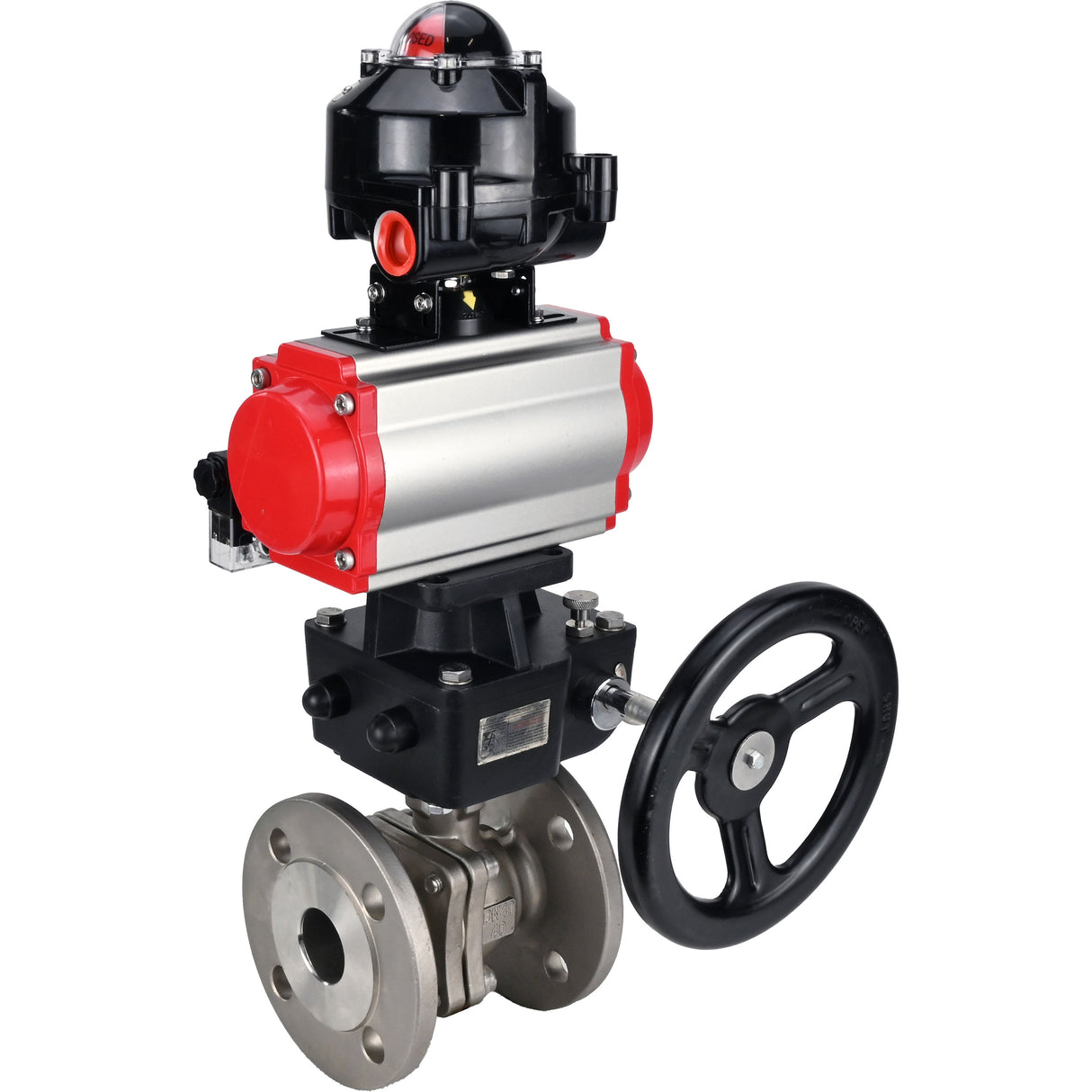 Ball valves Elephant BV3232P(2pc)-FP-F-ISO-H DN15-250 flanged, full bore, two-piece, stainless steel body. steel SS316, seal - PTFE, with pneumatic drive Elephant PA-DA 052-210 pneumatic distributor 4M310-08 NAMUR 24V gearbox MON LSU APL-510N-EX