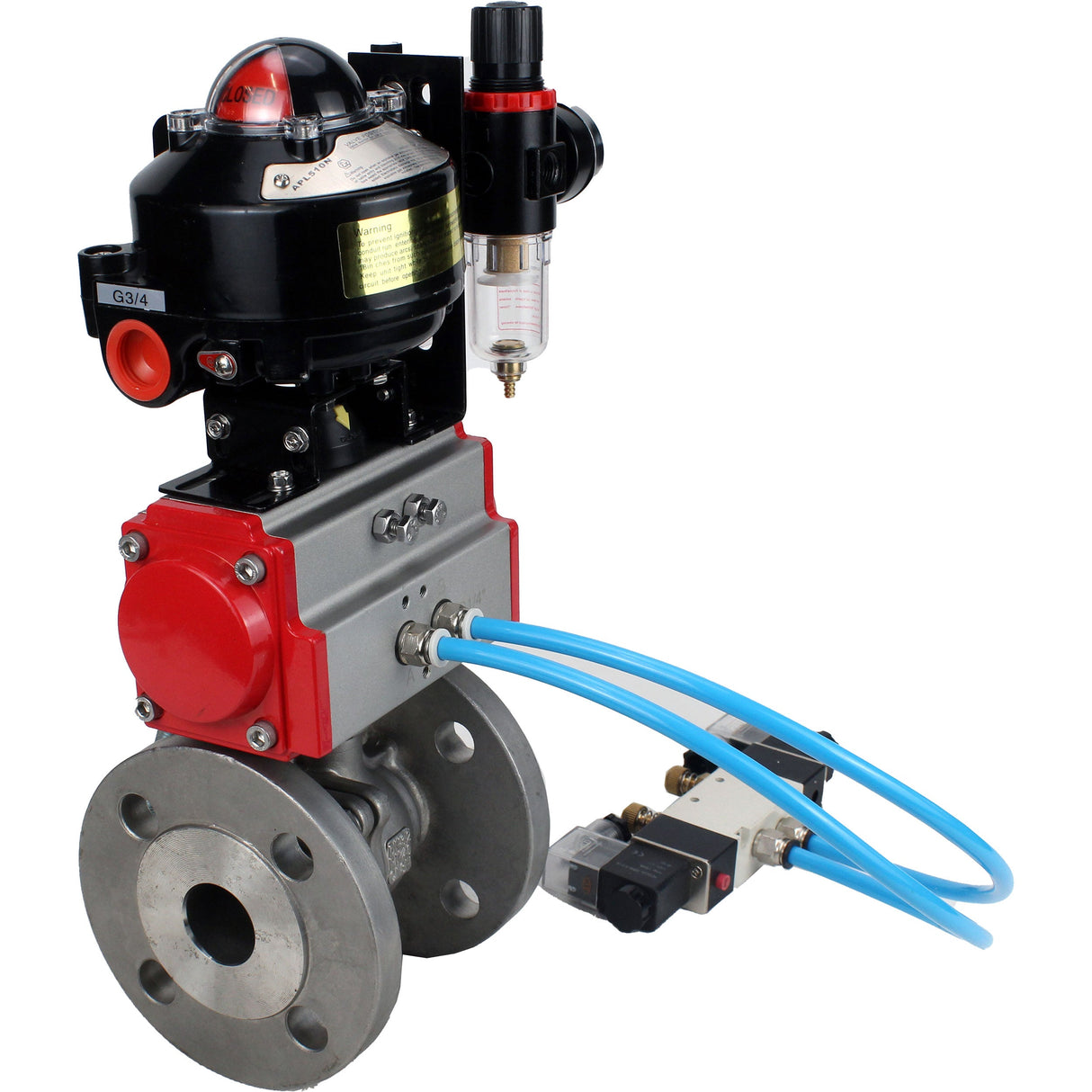 Ball valves Elephant BV3232P(2pc)-FP-F-ISO-H DN15-250 flanged, full bore, two-piece, stainless steel body. steel SS316, seal - PTFE, with pneumatic actuator Elephant PA-DA 052-210 pneumatic distributor 4V320-10 ATU AFC2000 LSU APL-510N-EX