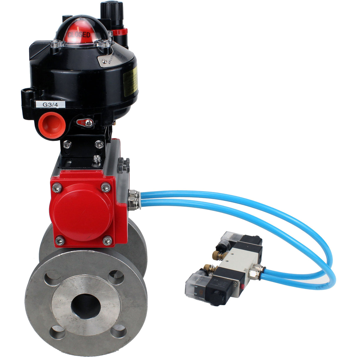 Ball valves Elephant BV3232P(2pc)-FP-F-ISO-H DN15-250 flanged, full bore, two-piece, stainless steel body. steel SS316, seal - PTFE, with pneumatic actuator Elephant PA-DA 052-210 pneumatic distributor 4V320-08 ATU AFC2000 LSU APL-510N-EX