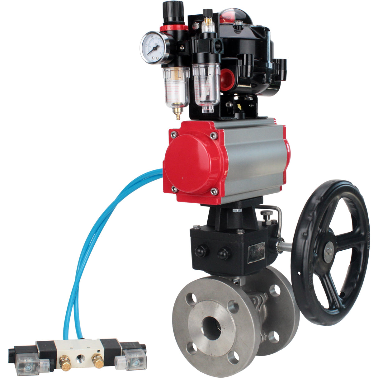 Ball valves Elephant BV3232P(2pc)-FP-F-ISO-H DN15-250 flanged, two-piece, body - stainless steel SS316, seal - PTFE, with pneumatic drive PA-DA-052-210 pneumatic distributor 4V320-10 gearbox MON ATU AFC2000 LSU APL-510N-EX