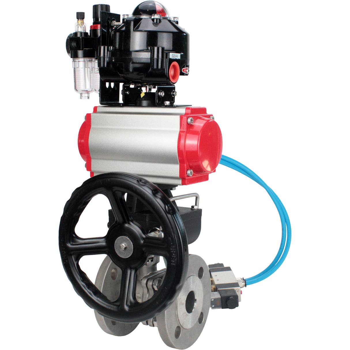 Ball valves Elephant BV3232P(2pc)-FP-F-ISO-H DN15-250 flanged, two-piece, body - stainless steel SS316, seal - PTFE, with pneumatic drive PA-DA-052-210 pneumatic distributor 4V320-08 gearbox MON ATU AFC2000 LSU APL-510N-EX