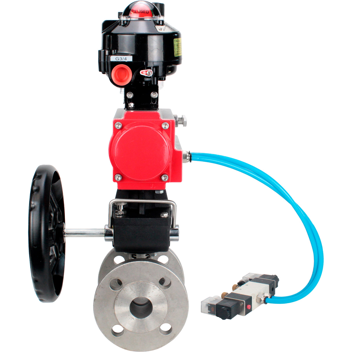 Ball valves Elephant BV3232P(2pc)-FP-F-ISO-H DN15-250 flanged, two-piece, body - stainless steel SS316, seal - PTFE, with pneumatic drive PA-DA-052-210 pneumatic distributor 4V320-08 gearbox MON ATU AFC2000 LSU APL-510N-EX