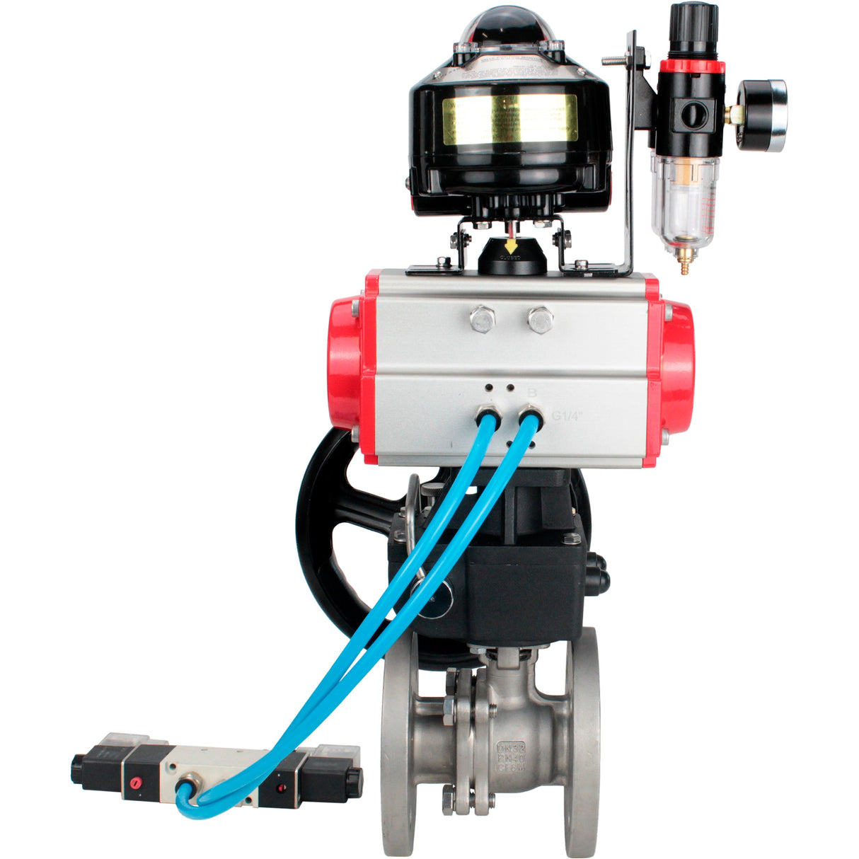 Ball valves Elephant BV3232P(2pc)-FP-F-ISO-H DN15-250 flanged, two-piece, body - stainless steel SS316, seal - PTFE, with pneumatic drive PA-DA-052-210 pneumatic distributor 4V320-10 gearbox MON ATU AFC2000 LSU APL-510N-EX