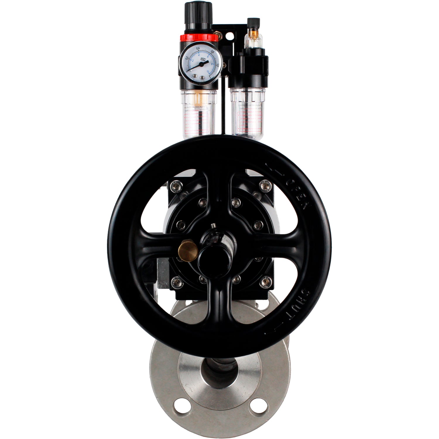 Ball valves Elephant BV3232P(3pc)-FP-F-ISO-H DN65-100 25/40 bar flanged with ISO flange, body - 316 stainless steel, full bore, seal - PTFE, with pneumatic drive PA-DA-105-1, pneumatic distributor 4M310-08 NAMUR 24V, ATU AFC2000