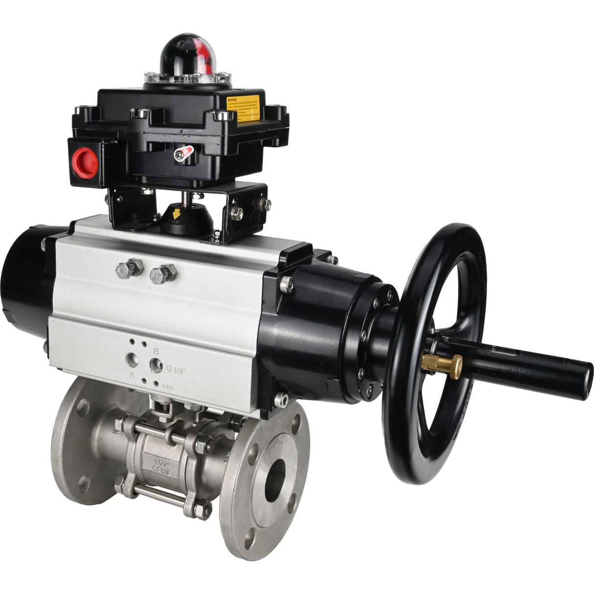 Ball valves Elephant BV3232P(3pc)-FP-F-ISO-H DN65-100 25/40 bar flanged with ISO flange, body - 316 stainless steel, full bore, seal - PTFE, with pneumatic drive PA-DA-105-1, LSU APL-410N Ex