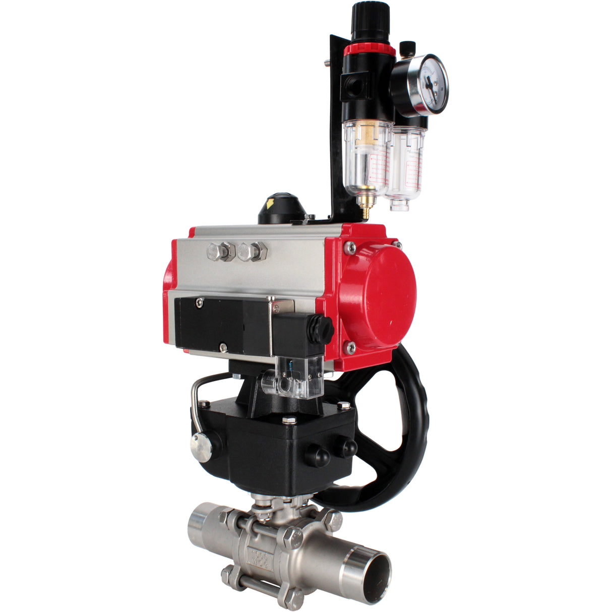 Vannes à boisseau sphérique Elephant BV3232P(3pc)-FP-W-ISO-H LONG à passage intégral, corps - acier inoxydable 316, à souder, avec actionneur pneumatique PA-DA, distributeur pneumatique 4M310-08 24V, réducteur MON et BPV AFC2000