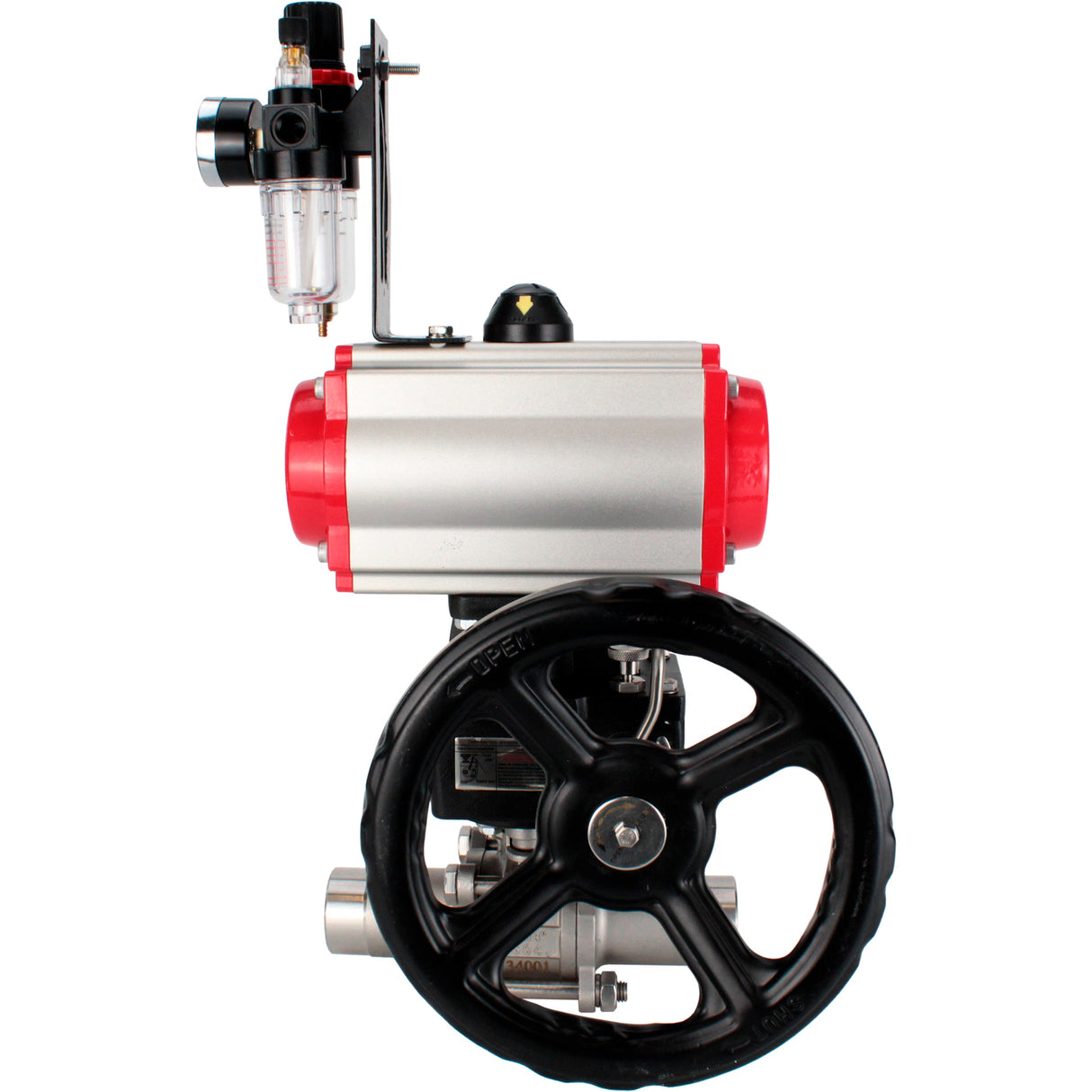 Ball valves Elephant BV3232P(3pc)-FP-W-ISO-H LONG full bore, body - stainless steel 316, for welding, with pneumatic actuator PA-DA, pneumatic distributor 4M310-08 NAMUR 24V, MON reducer and ATU AFC2000