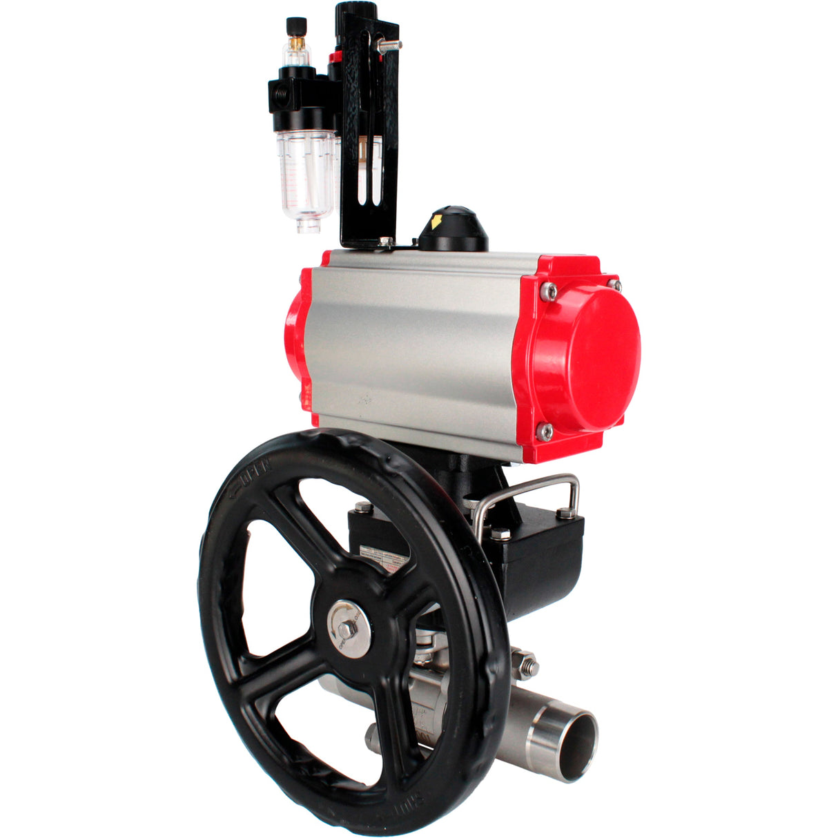 Ball valves Elephant BV3232P(3pc)-FP-W-ISO-H LONG full bore, body - stainless steel 316, for welding, with pneumatic actuator PA-DA, pneumatic distributor 4M310-08 NAMUR 220V, MON reducer and ATU AFC2000