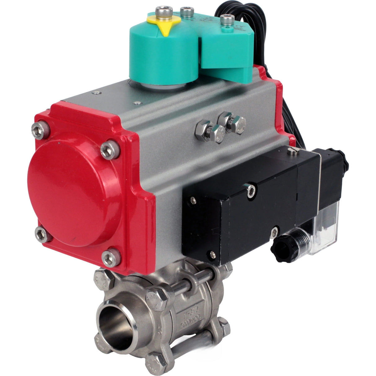 Ball valves Elephant BV3232P(3pc)-FP-W-ISO-H DN10-100 63/40/25 bar full bore, body - 316 stainless steel, seal - PTFE, for welding, with PA-DA pneumatic actuator, pneumatic distributor 4M310-08 NAMUR 220V and ALS200D magnetic switch