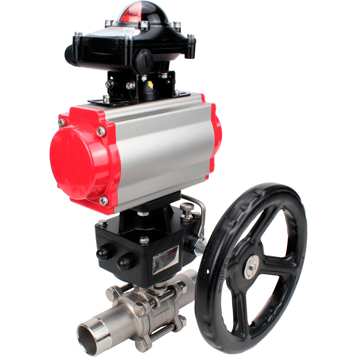 Ball valves Elephant BV3232P(3pc)-FP-W-ISO-H LONG DN50-150 full bore, body - stainless steel 316, welded, with Elephant PA-DA pneumatic actuator, Elephant MON gearbox and APL- limit switch block 210N