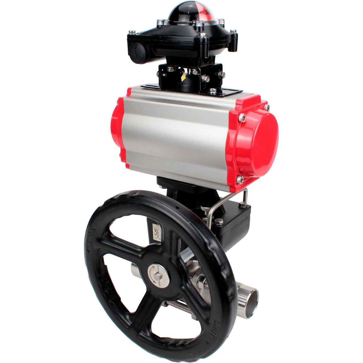 Ball valves Elephant BV3232P(3pc)-FP-W-ISO-H LONG DN50-150 full bore, body - stainless steel 316, welded, with Elephant PA-DA pneumatic actuator, Elephant MON gearbox and APL- limit switch block 210N