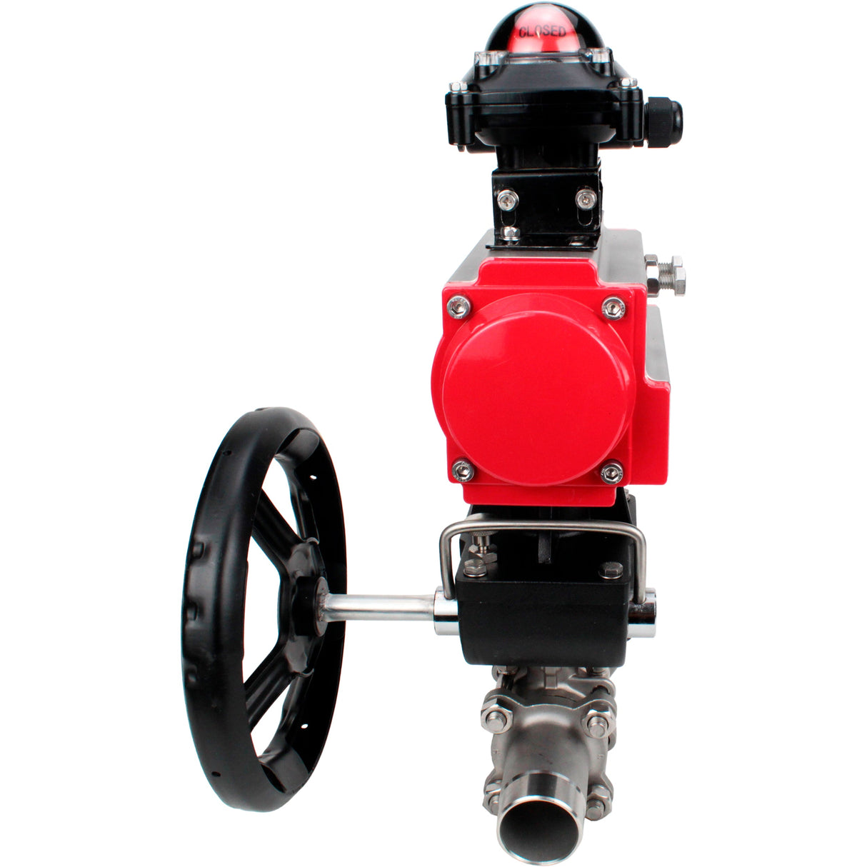 Ball valves Elephant BV3232P(3pc)-FP-W-ISO-H LONG DN50-150 full bore, body - stainless steel 316, welded, with Elephant PA-DA pneumatic actuator, Elephant MON gearbox and APL- limit switch block 210N
