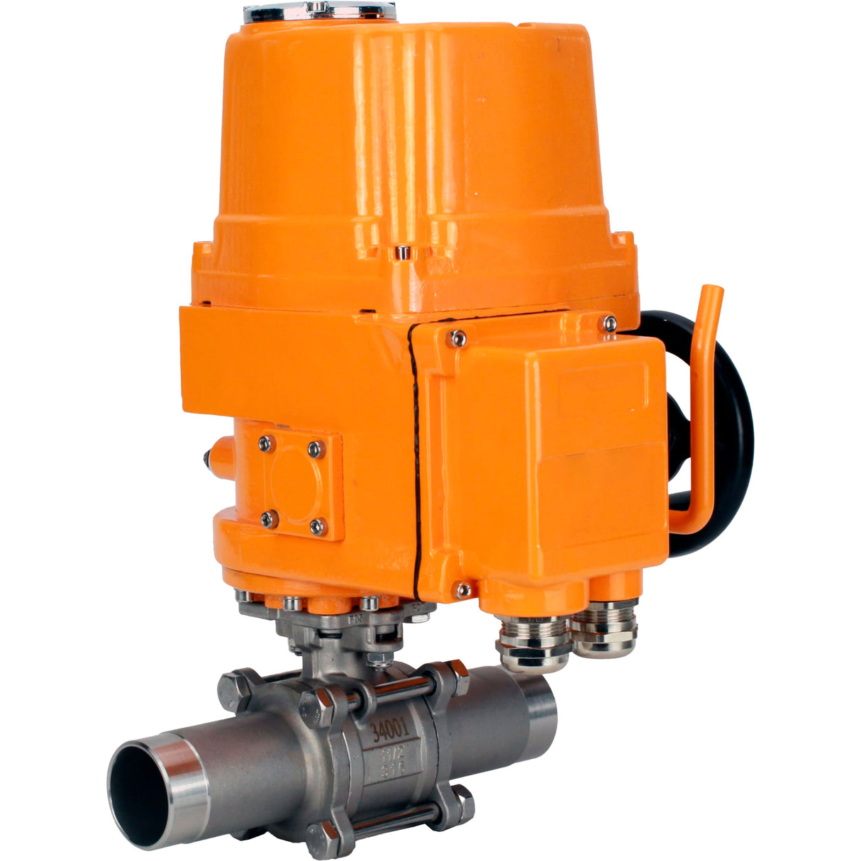 Vannes à boisseau sphérique Elephant BV3131P(3pc)-FP-W-ISO-H LONG à passage intégral, corps - acier inoxydable 304, soudé, avec entraînement électrique antidéflagrant 1/4 de tour Elephant QT-EX-EM-O2-220VAC-U1 220V