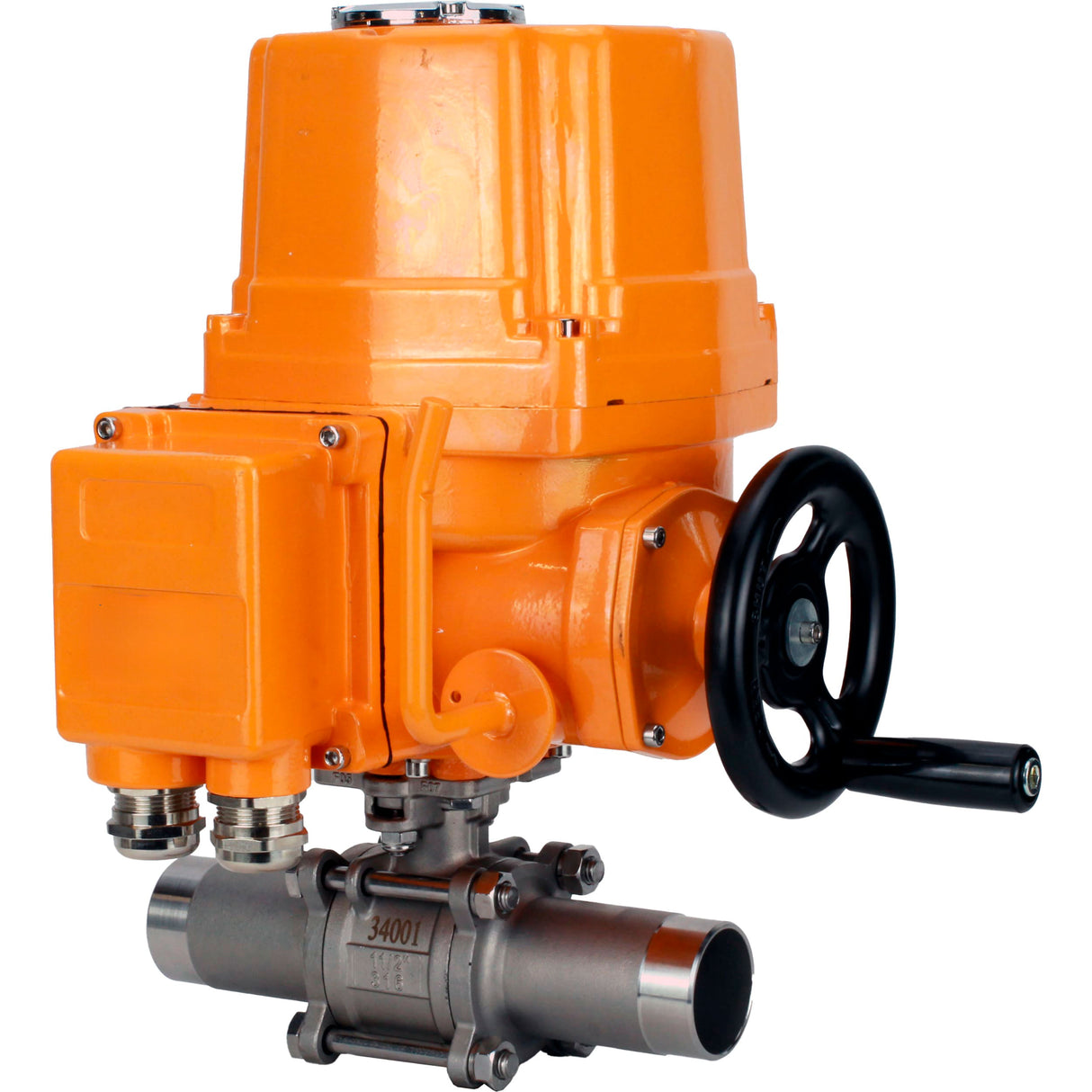 Vannes à boisseau sphérique Elephant BV3131P(3pc)-FP-W-ISO-H LONG à passage intégral, corps - acier inoxydable 304, soudé, avec entraînement électrique antidéflagrant 1/4 de tour Elephant QT-EX-EM-O2-220VAC-U1 220V