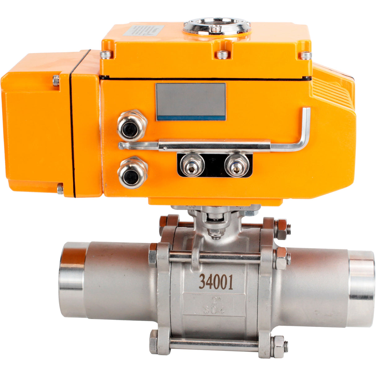 Ball valves Elephant BV3232P(3pc)-FP-W-ISO-H LONG full bore, body - stainless steel 316, welded, with 1/4-turn electric drive Elephant QT-N-EM-B1-220VAC-U1 with feedback sensor and input control signal 0-10V