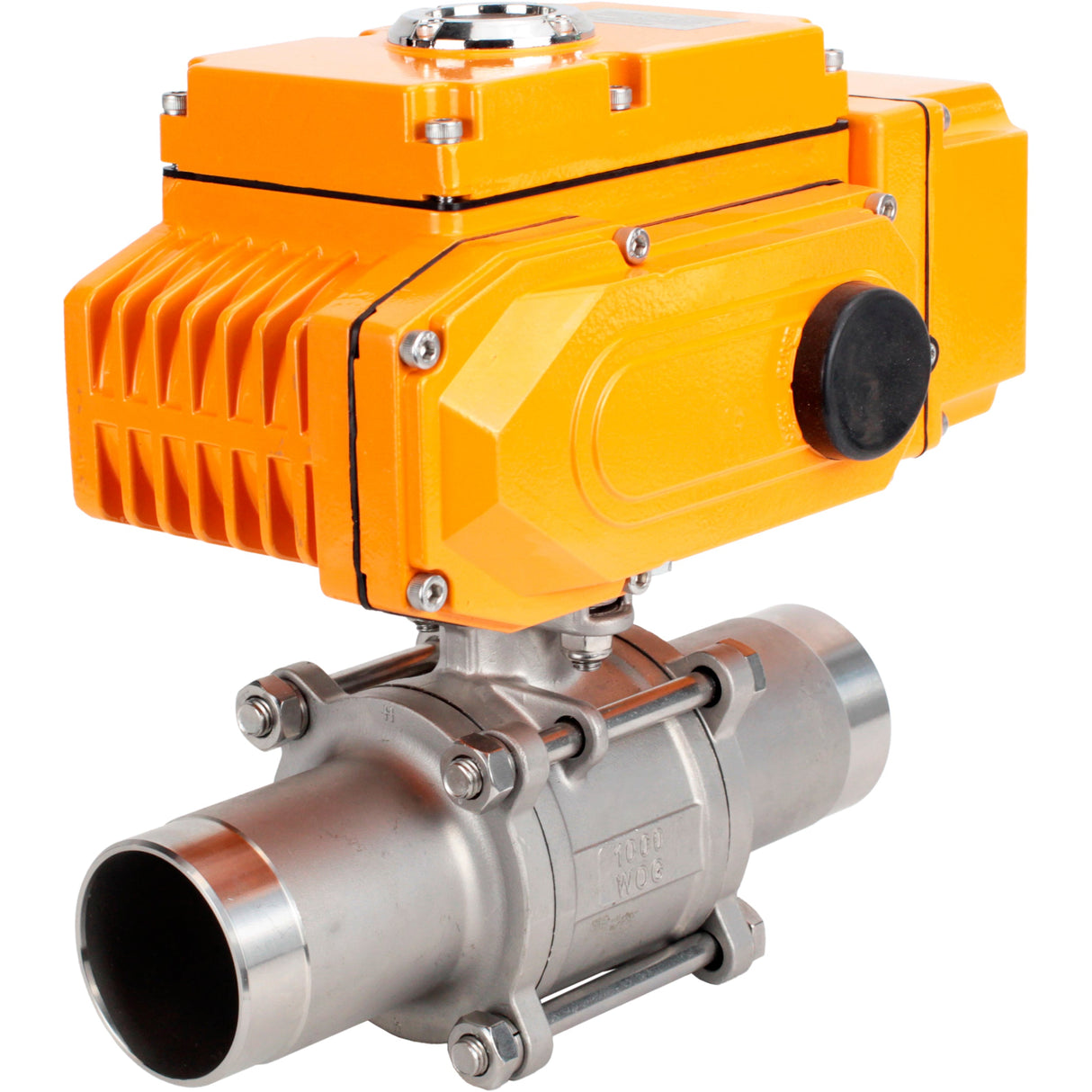 Ball valves Elephant BV3232P(3pc)-FP-W-ISO-H LONG full bore, body - stainless steel 316, welded, with 1/4-turn electric drive Elephant QT-N-EM-B1-220VAC-U1 with feedback sensor and input control signal 0-10V