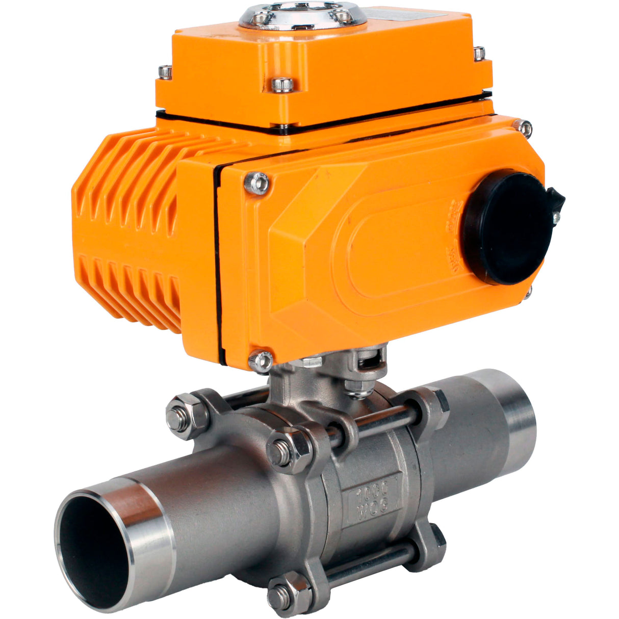 Vannes à boisseau sphérique Elephant BV3131P(3pc)-FP-W-ISO-H LONG à passage intégral, corps - acier inoxydable 304, soudé, avec entraînement électrique 1/4 de tour Elephant QT-N-EM-O1-24VDC-U1 24V