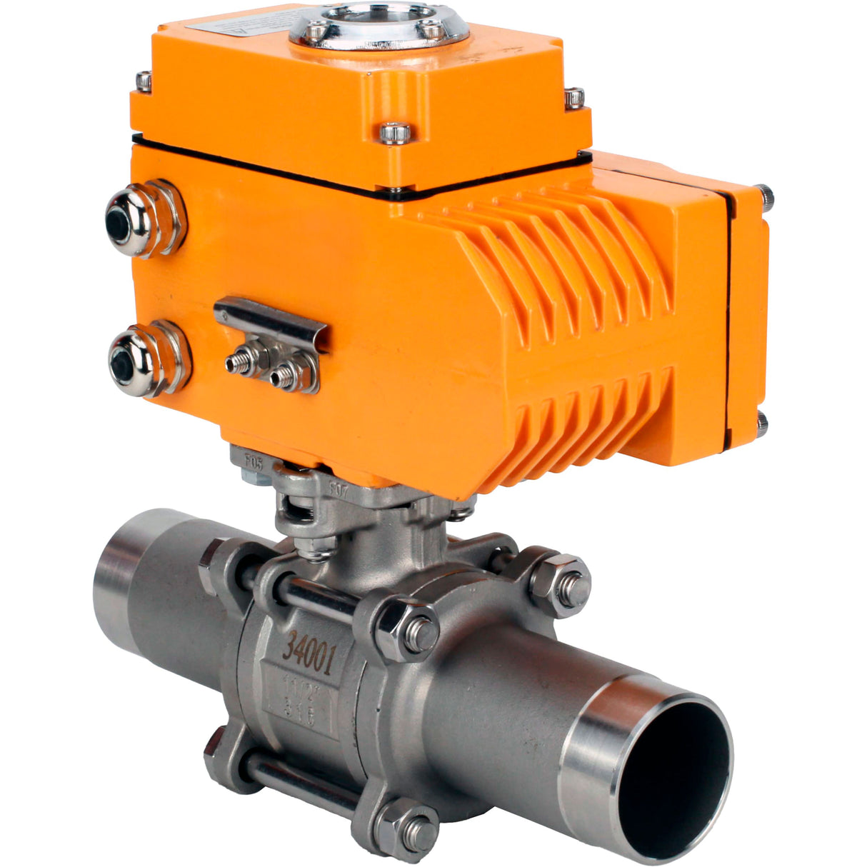 Vannes à boisseau sphérique Elephant BV3131P(3pc)-FP-W-ISO-H LONG à passage intégral, corps - acier inoxydable 304, soudé, avec entraînement électrique 1/4 de tour Elephant QT-N-EM-O1-24VDC-U1 24V