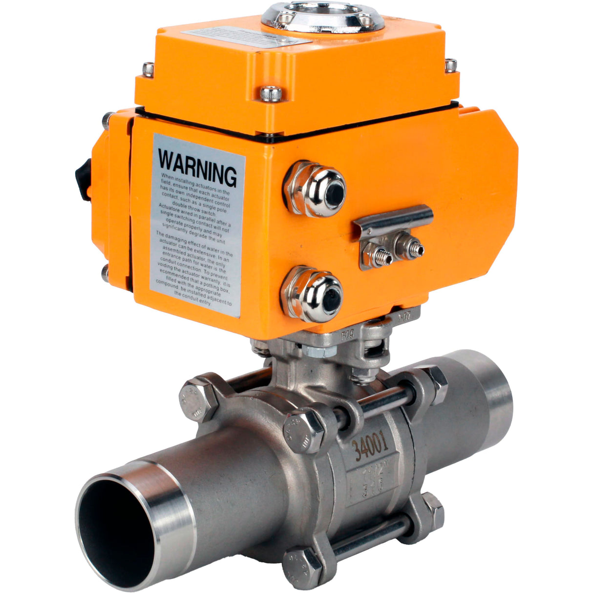 Vannes à boisseau sphérique Elephant BV3131P(3pc)-FP-W-ISO-H LONG à passage intégral, corps - acier inoxydable 304, soudé, avec entraînement électrique 1/4 de tour Elephant QT-N-EM-O1-24VDC-U1 24V