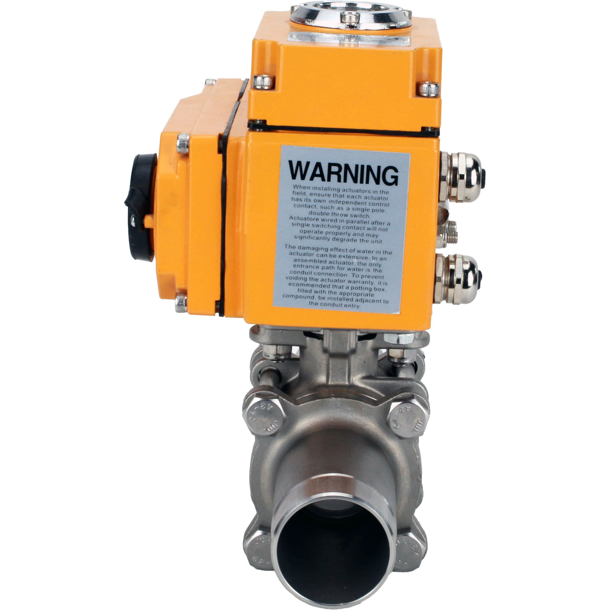 Vannes à boisseau sphérique Elephant BV3131P(3pc)-FP-W-ISO-H LONG à passage intégral, corps - acier inoxydable 304, soudé, avec entraînement électrique 1/4 de tour Elephant QT-N-EM-O1-24VDC-U1 24V