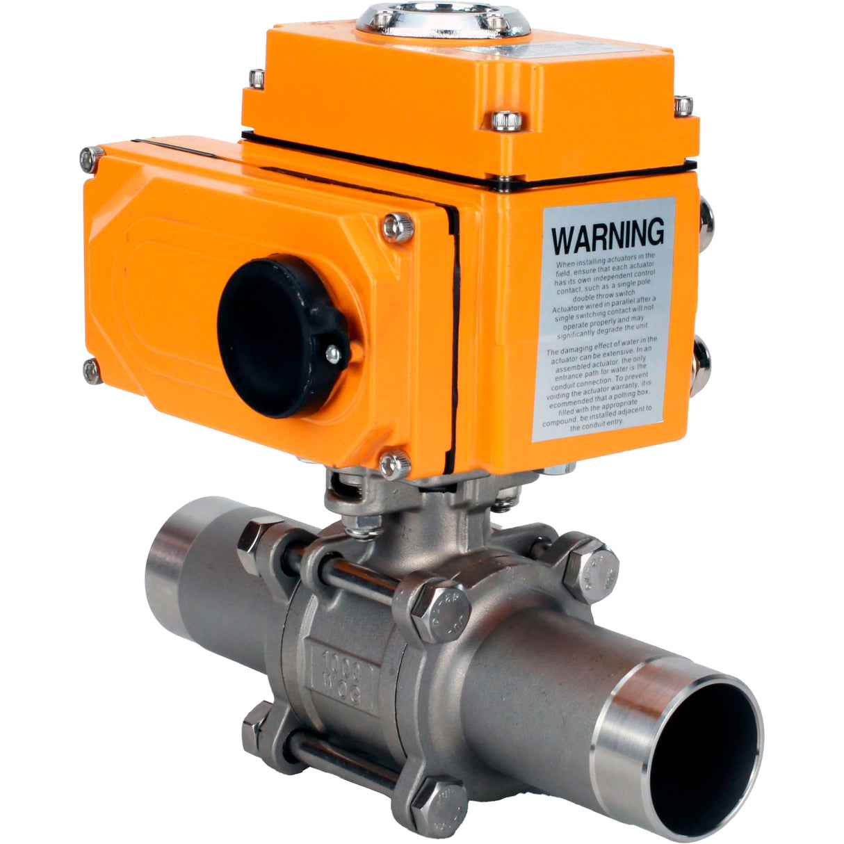 Vannes à boisseau sphérique Elephant BV3131P(3pc)-FP-W-ISO-H LONG à passage intégral, corps - acier inoxydable 304, soudé, avec entraînement électrique 1/4 de tour Elephant QT-N-EM-O1-24VDC-U1 24V