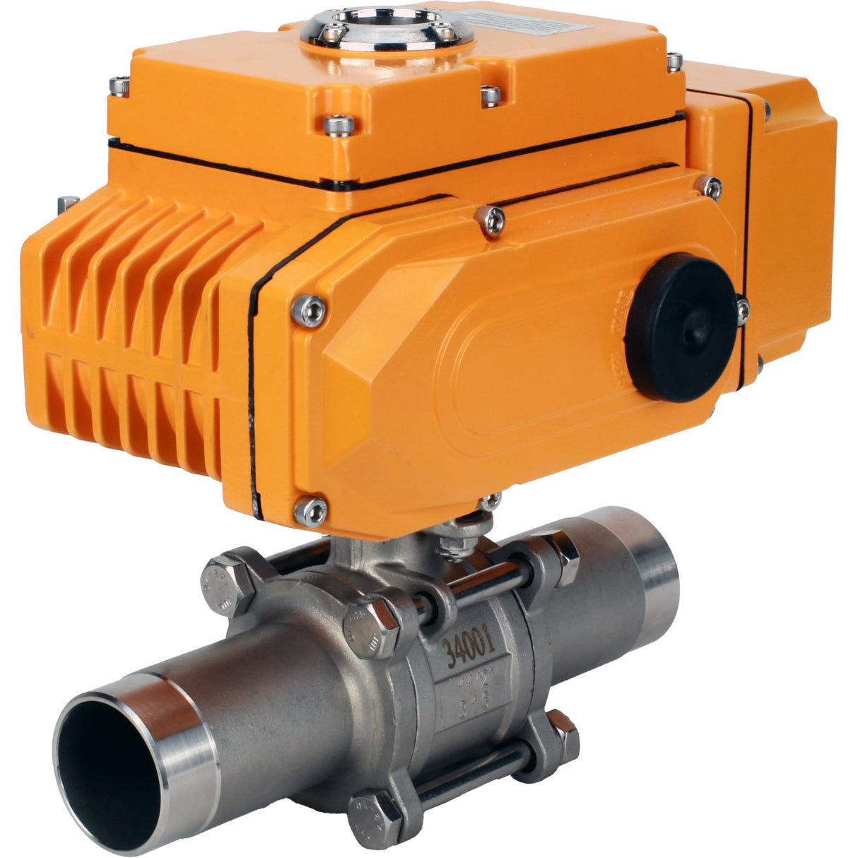 Vannes à boisseau sphérique Elephant BV3131P(3pc)-FP-W-ISO-H LONG à passage intégral, corps - acier inoxydable 304, soudé, avec entraînement électrique 1/4 de tour Elephant QT-N-EM-A1-220VAC-U1 avec capteur de retour et signal de commande d'entrée 4-20 mA