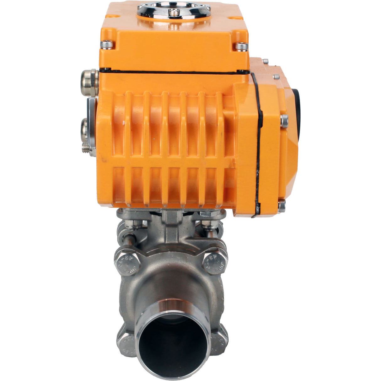 Vannes à boisseau sphérique Elephant BV3131P(3pc)-FP-W-ISO-H LONG à passage intégral, corps - acier inoxydable 304, soudé, avec entraînement électrique 1/4 de tour Elephant QT-N-EM-A1-220VAC-U1 avec capteur de retour et signal de commande d'entrée 4-20 mA