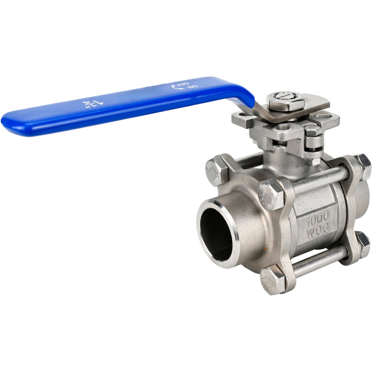 Ball valves Elephant BV3232P(3pc)-FP-W-ISO-H DN15-32 63 bar full bore, three-part, body - 316 stainless steel, seal - PTFE, for welding, with handle, with ISO flange, WDVF