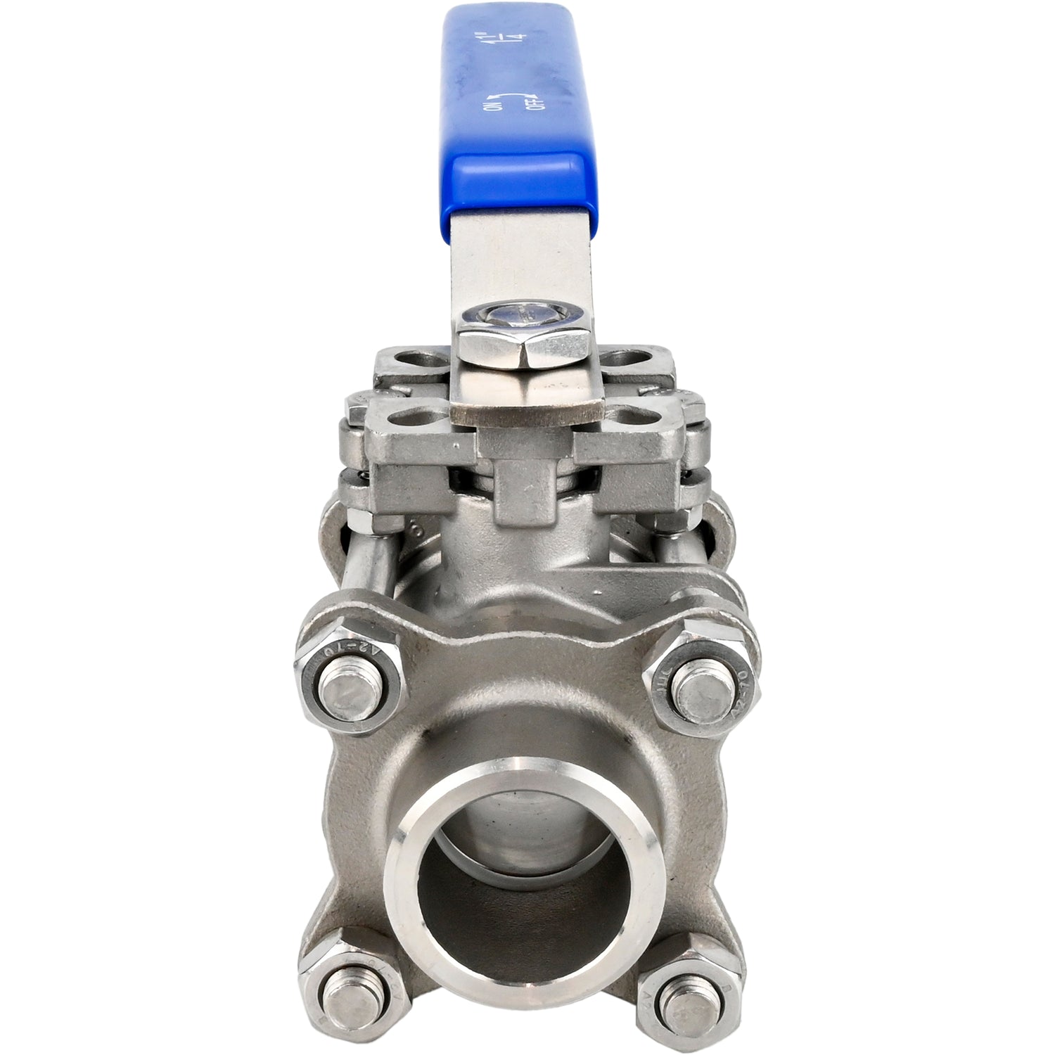 Ball valves Elephant BV3232P(3pc)-FP-W-ISO-H DN15-32 63 bar full bore, three-part, body - 316 stainless steel, seal - PTFE, for welding, with handle, with ISO flange, WDVF