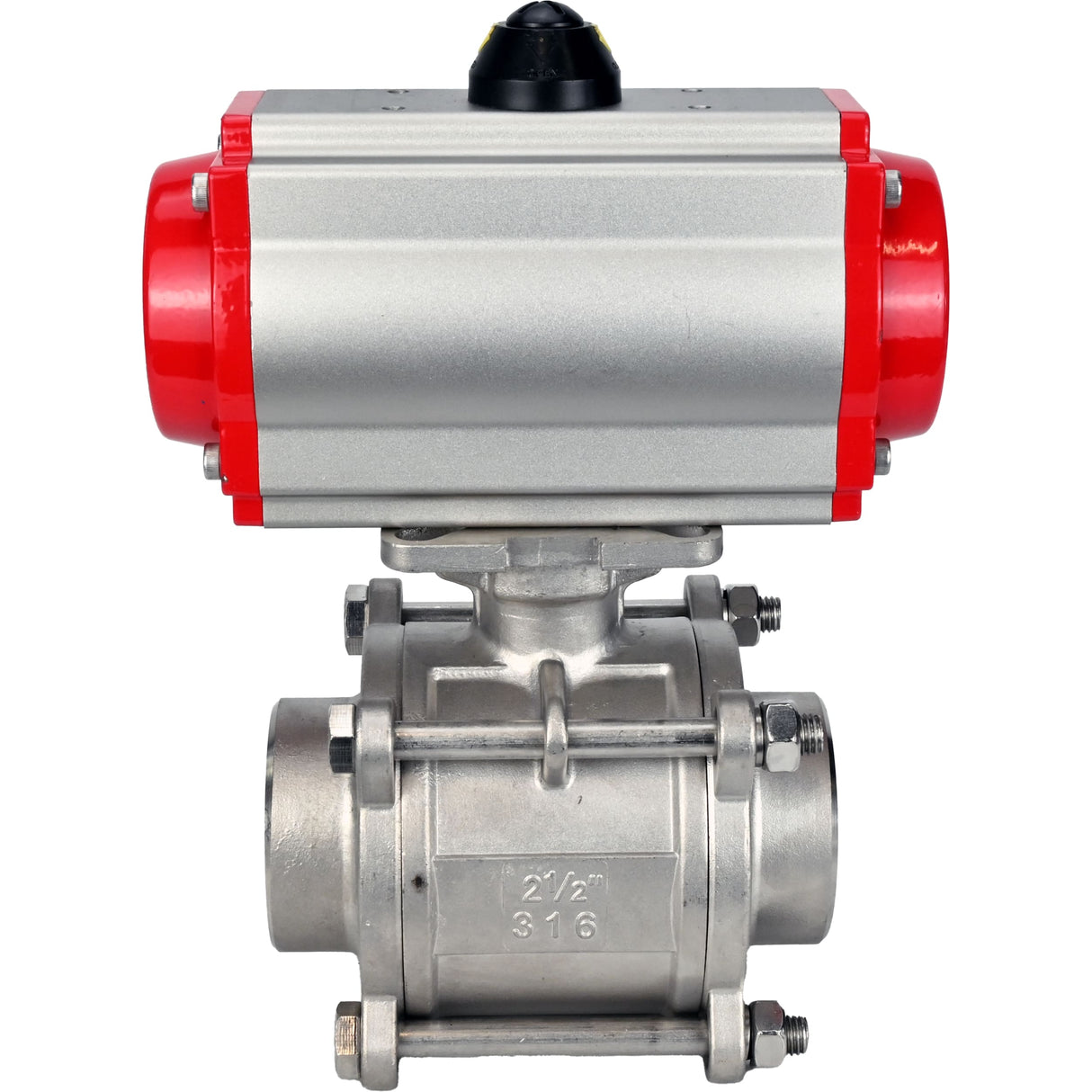 Ball valves Elephant BV3232P(3pc)-FP-W-ISO-H WDVF DN15-32 63 bar full bore, body - 316 stainless steel, seal - PTFE, for welding, with PA-SA pneumatic actuator