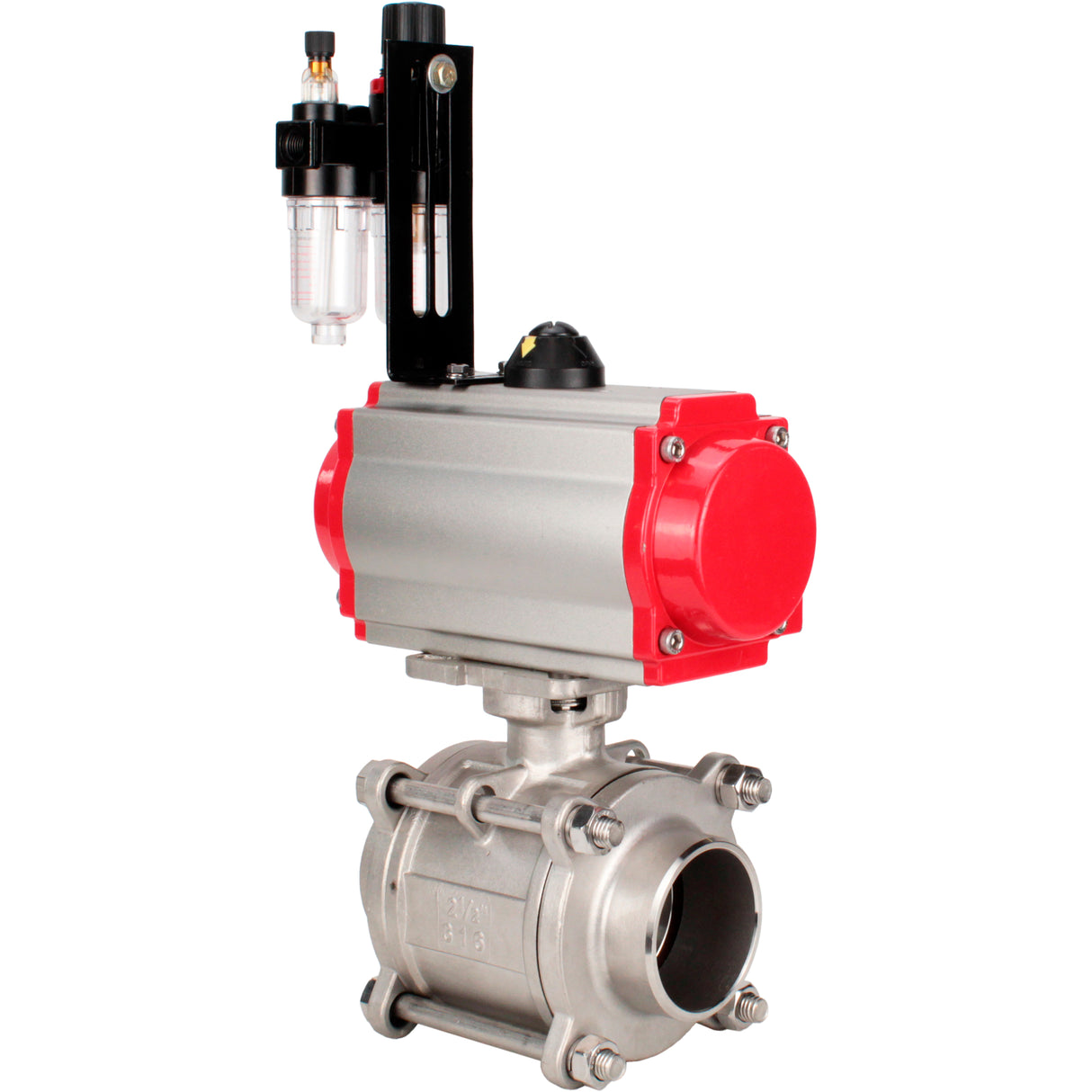 Ball valves Elephant BV3232P(3pc)-FP-W-ISO-H WDVF DN15-32 63 bar full bore, body - 316 stainless steel, seal - PTFE, for welding, with PA-SA pneumatic actuator, pneumatic distributor 4M310-08 NAMUR 220V, ATU AFC2000