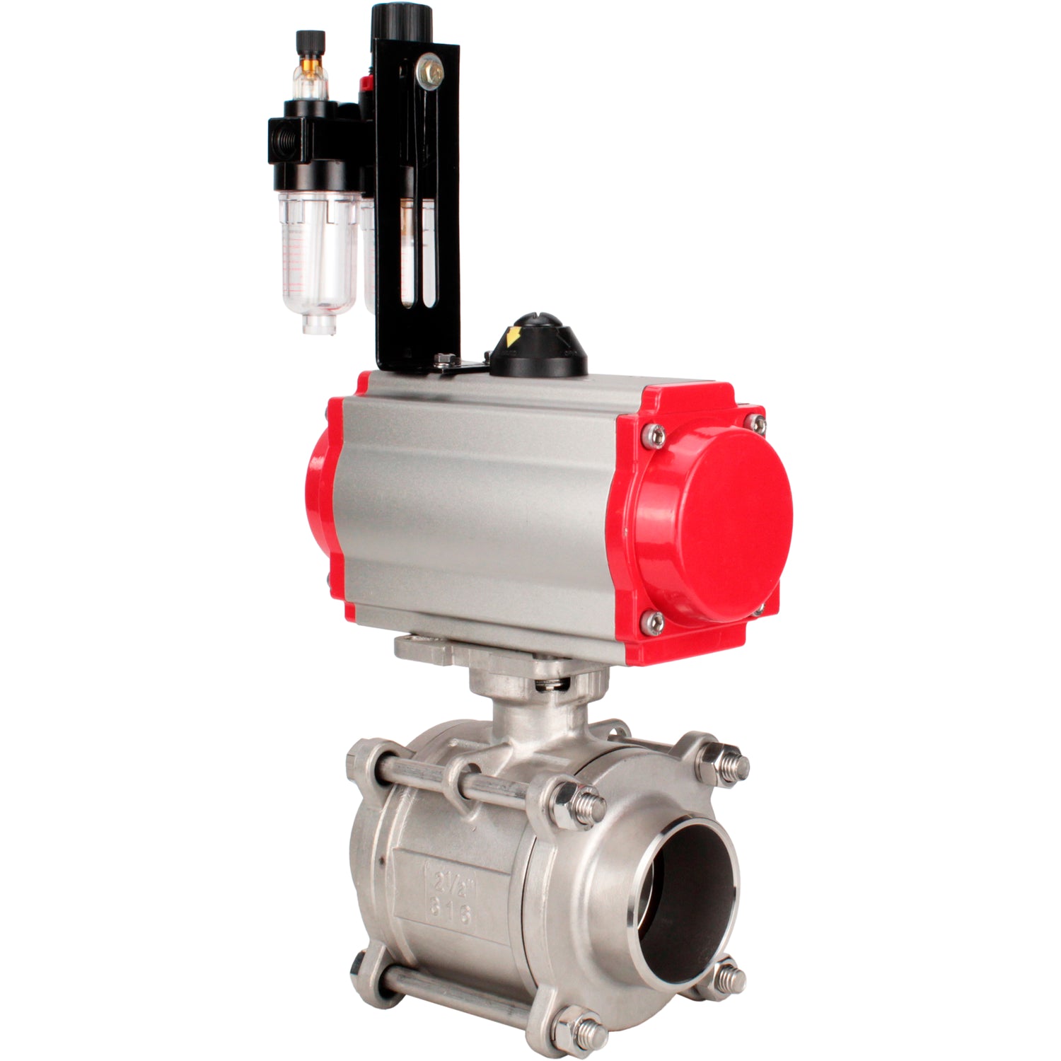 Ball valves Elephant BV3232P(3pc)-FP-W-ISO-H WDVF DN15-32 63 bar full bore, body - 316 stainless steel, seal - PTFE, for welding, with PA-SA pneumatic actuator, pneumatic distributor 4M310-08 NAMUR 220V, ATU AFC2000