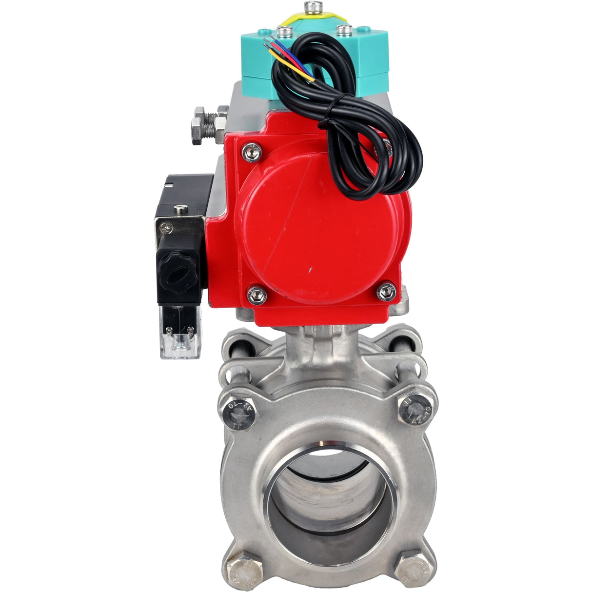 Ball valves Elephant BV3232P(3pc)-FP-W-ISO-H WDVF DN15-32 63 bar full bore, body - 316 stainless steel, seal - PTFE, for welding, with PA-DA pneumatic actuator, pneumatic distributor 4M310-08 NAMUR 24V and ALS200D magnetic switch