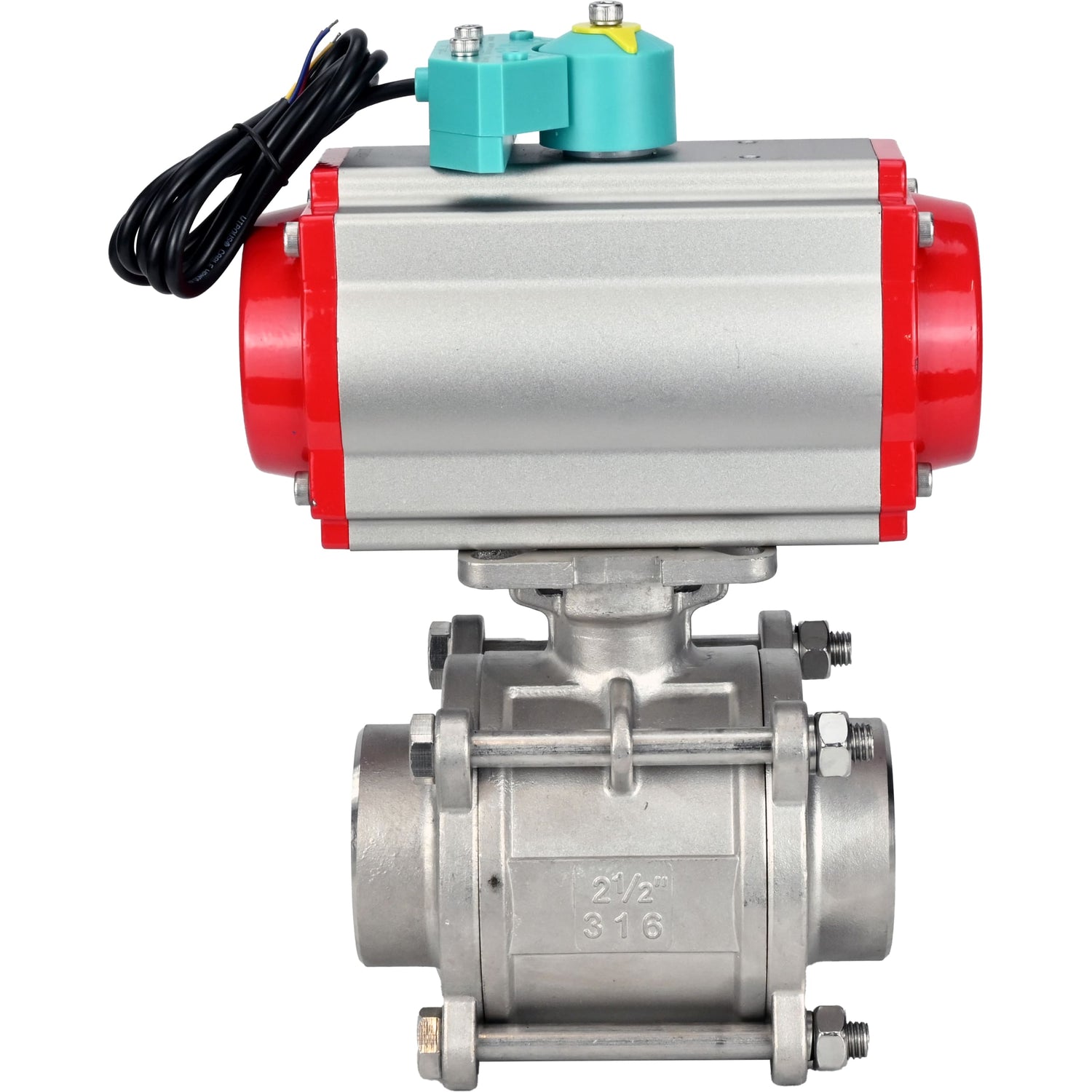 Ball valves Elephant BV3232P(3pc)-FP-W-ISO-H WDVF DN15-32 63 bar full bore, body - 316 stainless steel, seal - PTFE, for welding, with PA-DA pneumatic actuator, pneumatic distributor 4M310-08 NAMUR 24V and ALS200D magnetic switch