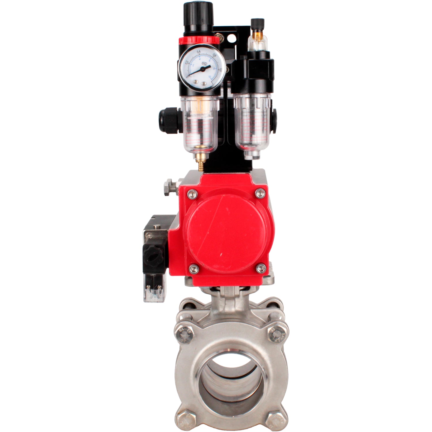 Ball valves Elephant BV3232P(3pc)-FP-W-ISO-H WDVF DN15-32 63 bar full bore, body - 316 stainless steel, seal - PTFE, for welding, with PA-SA pneumatic actuator, pneumatic distributor 4M310-08 NAMUR 24V, LSU APL-210N, ATU AFC2000