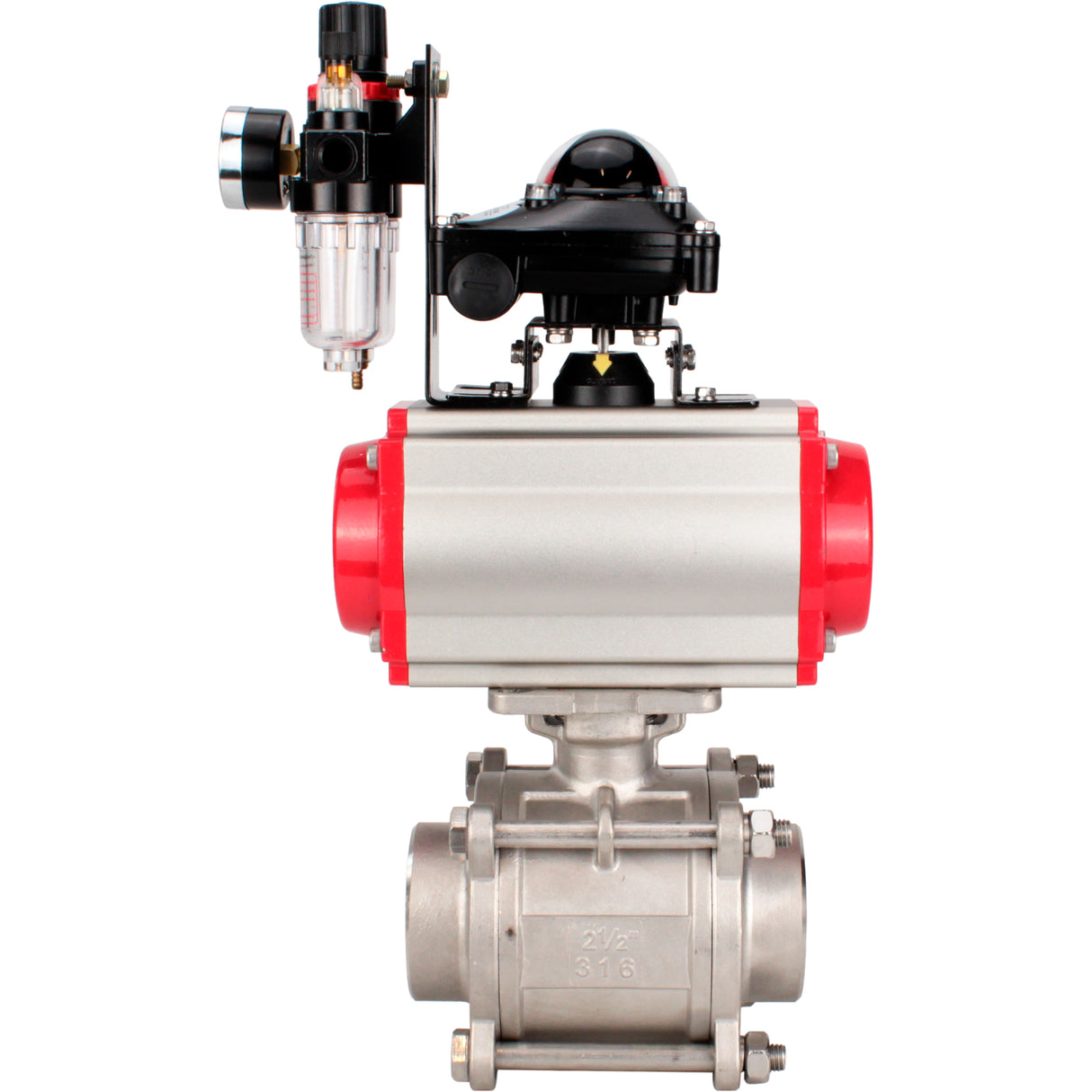 Ball valves Elephant BV3232P(3pc)-FP-W-ISO-H WDVF DN15-32 63 bar full bore, body - 316 stainless steel, seal - PTFE, for welding, with PA-SA pneumatic actuator, pneumatic distributor 4M310-08 NAMUR 24V, LSU APL-210N, ATU AFC2000